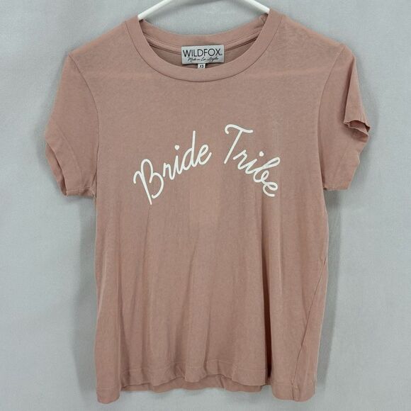 NWT Wildfox Women’s XS Pink Blush Bride Tribe Short Sleeve Crew Neck Tee - Picture 2 of 9